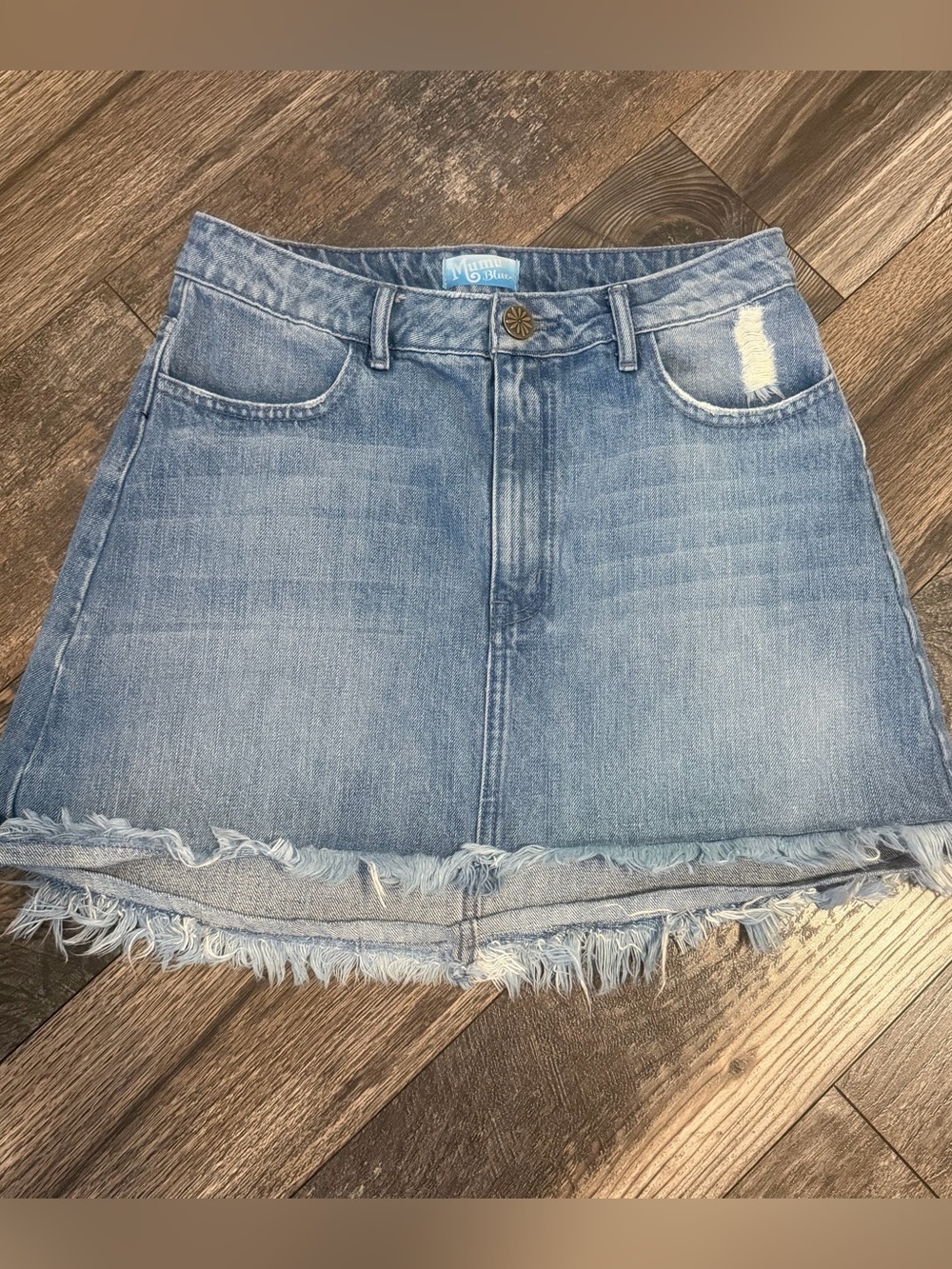 Show Me Your Mumu Blue Atlanta A Line Brooke Wash Denim Skirt Women Waist 28